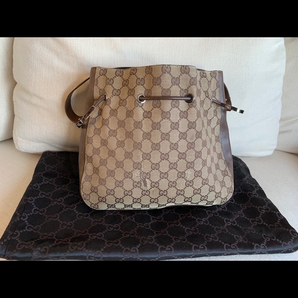 Vintage Gucci shoulder bag, brown monogram canvas